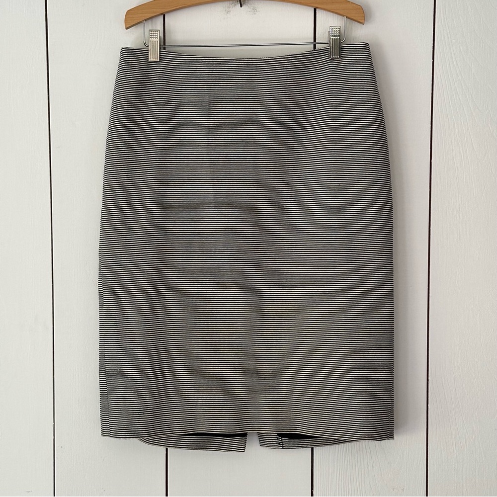 Talbots Stripe Pencil Skirt Sz 6 Navy White Textured Coastal